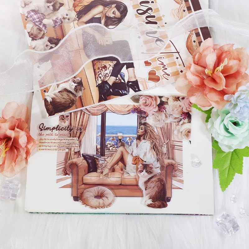 Dwpetzo Leisure Time Journaling Sticker Book for Junk Journal Supplies,