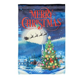 Evergreen Santa's Sleigh on Christmas Garden Lustre Flag