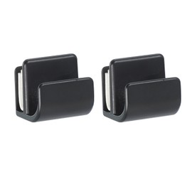 PATIKIL 15/16" Glass Door Pull Handle, Stainless Steel 2Pcs No Drilling Door Clips Pulls Handles Knobs with Screw for 3-5mm Shower Glass Cabinet Drawer Display Showcase, Black