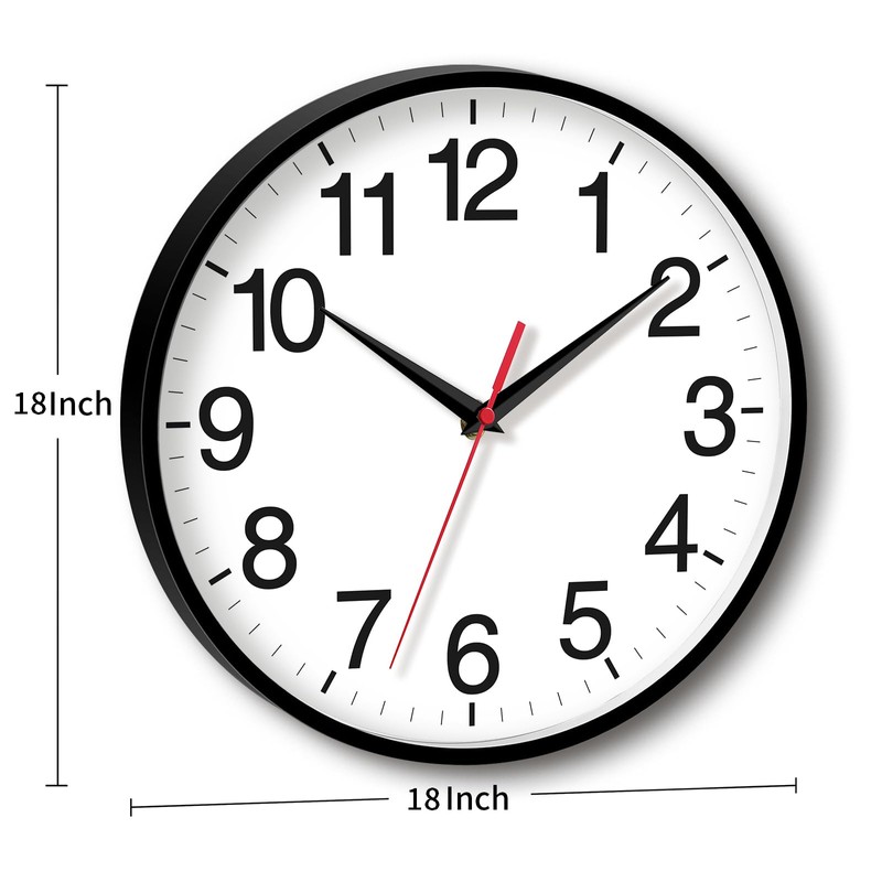 Rohioue 18 Inch Wall Clock, Modern Battery Operated Wall Clocks,