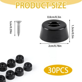 Set of 30 rubber feet, screwable, round, black, rubber feet, anti-vibration base with screws, rubber feet for chopping boards and furniture to protect furniture from moisture and floor scratches