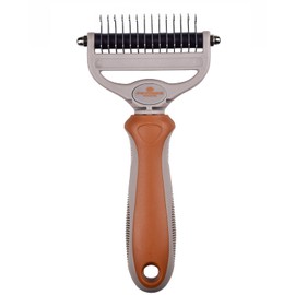Petcode Paws Medium Duo Groomer Brush + Comb in One for Dogs & Cats in Terra Brown