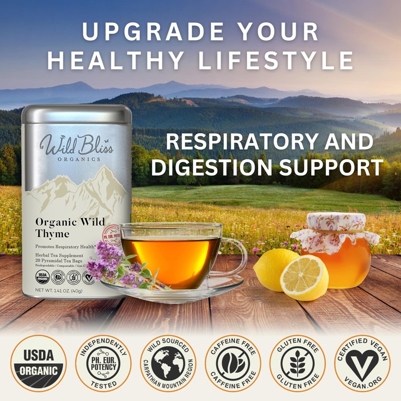 Wild Bliss Organic Wild Thyme Tea - Caffeine Free Respiratory