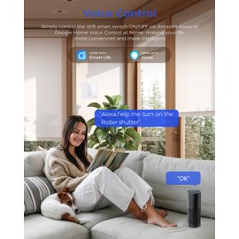 HEUXGIR Pack of 2 Smart Roller Shutter Switch, 80 x 80 mm WiFi Shutter Control Timer, Compatible with Alexa and Google Home, Neutral Conductor Required