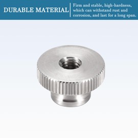 QUARKZMAN M6 Knurled Thumb Nuts x 4 Pieces Female Thread Round Nuts Fastener for Machines [Silver Tone 304 Stainless Steel]