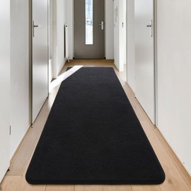Keeko Entryway Runner Rug, 2x8 Black Hallway Runner Rug Washable Bedroom Rug Living Room Non Slip Low Pile Modern Memory Foam Runner Rug Kitchen Rugs Carpet for Farmhouse Nursery Dorm Kids Room Decor