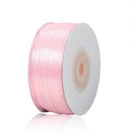Gift Ribbon Light Pink 3 mm Wide, 91 Metres Satin Ribbon Light Pink Gift Ribbons Fabric Ribbon Decorative Ribbon for Gift Wrapping, Crafts, Birthday and Wedding Decoration