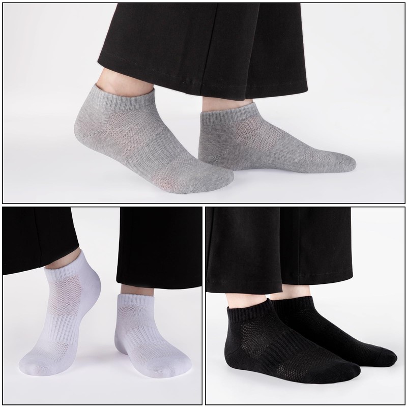 Womens 100% Cotton Ankel Socks, Athletic Performance Running Moisture Wicking
