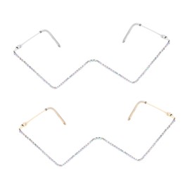 Baluue 2pcs Shaped Rhinestone Eyeglass Frames Without Lenses Glittering Costume Accessories for Parties and Christmas Celebrations Lightweight Metal Design Versatile Style for All Face