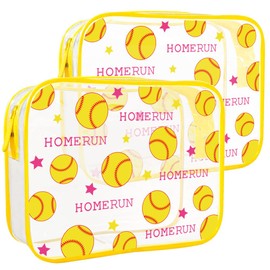 TREALDATE Clear Travel Bags for Toiletries Carry on Airport Airline Compliant Bag,TSA Approved Toiletry Bag 2 Pack,Clear Makeup Bags Quart Size Traveling,Baseball