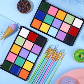 UCANBE 15 Colors Painting Palette Makeup Kit with 10 Pcs Professional Artist Brushes (Macaron)