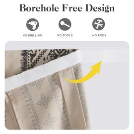 NICETOWN Boho Door Curtain for Window, Farmhouse Linen Door Shade for Living Room Bedroom Self Adhesive Door Blind for Sidelight Window, Rod Pocket Tie Up Shade, 26 x 72 Inch Long, 1 Panel, Angora