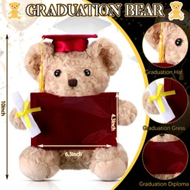 Sotiff 10'' 2025 Graduation Plush Bear with Picture Frame to Display 4 x 6'' Photo Congrats Grad Graduation Gifts Stuffed Bear for Preschool Kindergarten College Masters(Brown, Maroon)