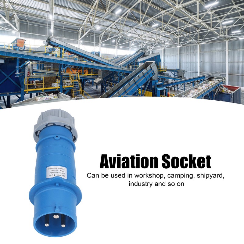 Industrial Socket IP44 Waterproof Brass Contact Aviation Connector 2P+E 32A