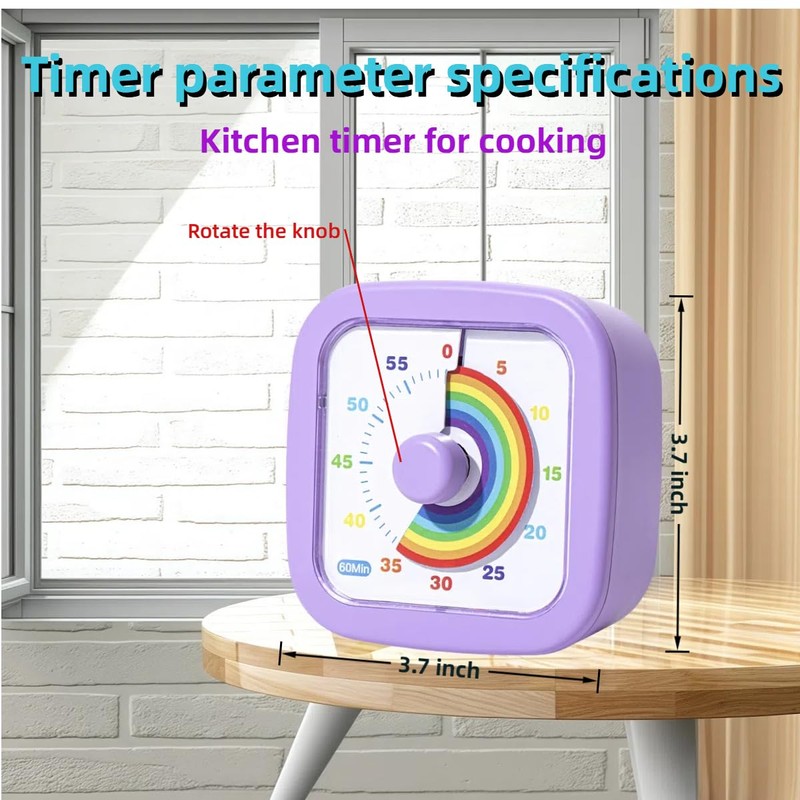 Kids Visual Timer Cute Rainbow - 60 Minute Countdown Timer