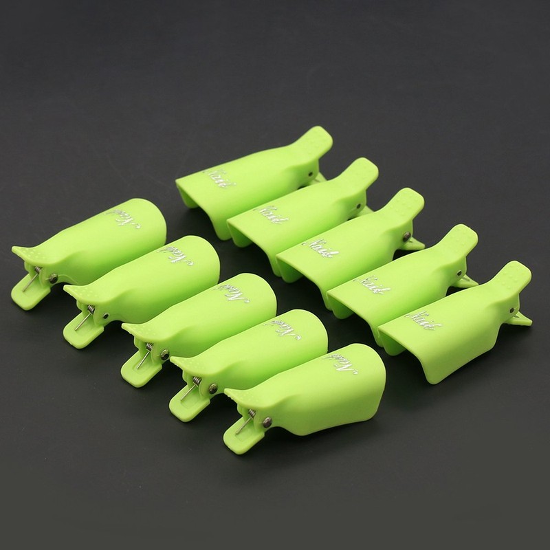 Useful 10Pcs Plastic Acrylic Nail Art Soak Off Clip Cap