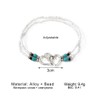 Elastic Beaded Ankle Bracelet for Women Double Hollow Hearts Stretch