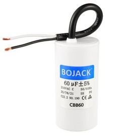BOJACK Run Capacitor 60 uF MFD 250V AC120 MFD CBB60 2 Wire 50/60Hz Cylinder Motor Run Capacitor for Motor Blower air Compressor and air Conditioner Compressor Replacement Part