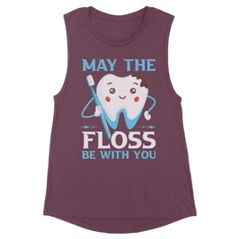 TeesAndTankYou Floss Be with You Dentist Women's Muscle Tank Medium Shiraz