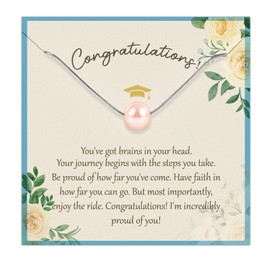 Graduation Gifts for Her Pearl Necklace - Congrats Grad Titanium Steel Jewelry Women Class of 2024(Pink)