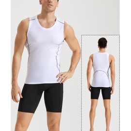 Roxdme 5 Pack Men's Athletic Compression Shirts Sleeveless Tank Top Running Basketball Workout Base Layer 3Black/2White(Five Pack)-L