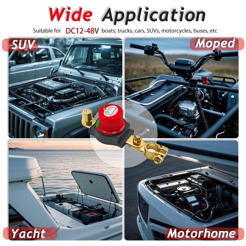 2025 New Top Post Battery Disconnect Switch,12-48V Car Battery Kill