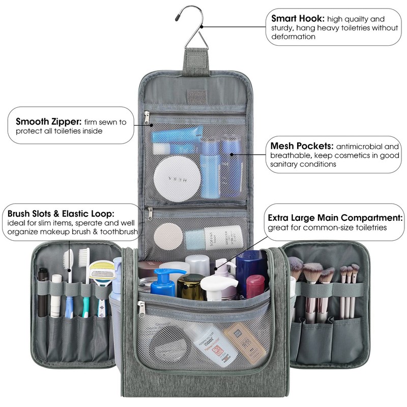 Large Hanging Toiletry Bag for Men and Women, Portable Waterproof