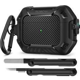 MOBOSI for AirPod Pro Case with Cleaner Kit, Compatible with Airpods Pro 2 Case Cover 1st/2nd Generation with Lock & Keychain, Full Body Shockproof Protective Case (2023/2022/2019), Black