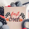 BOOMPA Fast One Racing Checkered Flag Wall Sticker, Red，Black and