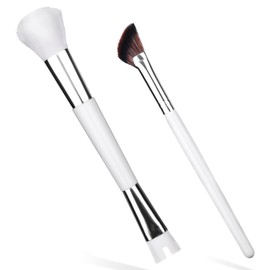 2pcs Nose Contour Brushes, 2-in-1 U-Shaped Fluffy and Angled Brush Set Practical Makeup Tools for Nose Sculpting, Highlighting, Defining