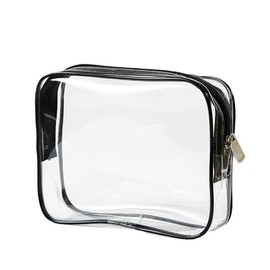 LUOTIVON 2Pcs Initial Clear Make Up Bags Sold Empty, Travel Toiletry Preppy Cosmetic Bags Travel Essentials Makeup Cosmetic Bags A for Women