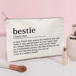 Bestie Makeup Case Best Friend Cosmetic Bag for Her for Sister Birthday Toiletry Bag Gift Motivation Quotes Sister Gift Bestie College Roommate Gfit (Bestie)