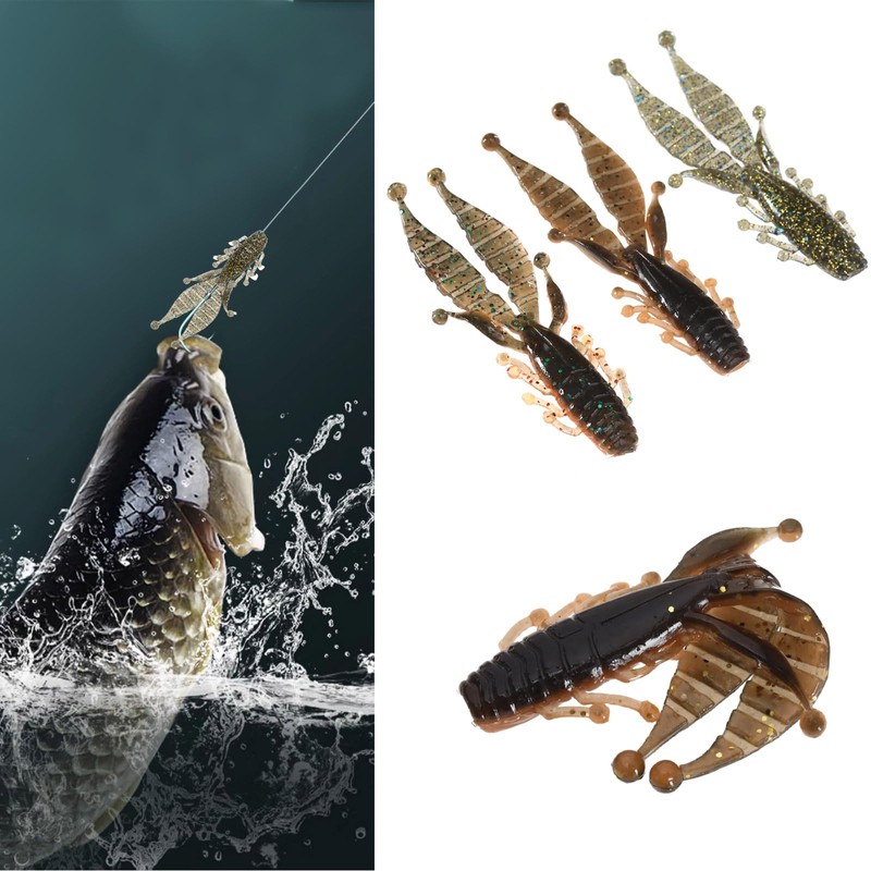 eMagTech 24Pcs Fishing Soft Lures Crawfish Soft Baits Bionic Replica