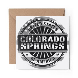1 x Greeting Card BW - Colorado Springs USA American Map - Blank Birthday Celebration Anniversary #40538