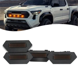 4pc Smoked Housing Amber LED Front Grille Lights DRL Feature Kit for Toyota Tacoma 2024 2025 Trailhunter TRD Pro Cab Pickup Accessories (Smoked)