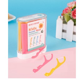 Kids Professional Dental Floss Picks Holy Rose Dental Flossers Dispenser Suitable for Teenagers,Children,Girls,Boys Unflavored Floss Sticks,Neat,Hygienic (Pink Lemon Yellow)