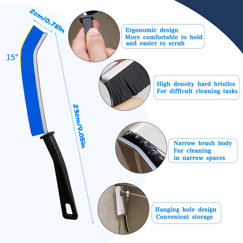 Zeuwets Crevice Cleaning Brush with Hard Bristles, 10 Pieces Corner