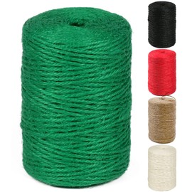 PerkHomy Natural Jute Twine 600 Feet Long Colored Twine Rope for Crafts Gift Wrapping Packing Gardening and Wedding Decor (Green)