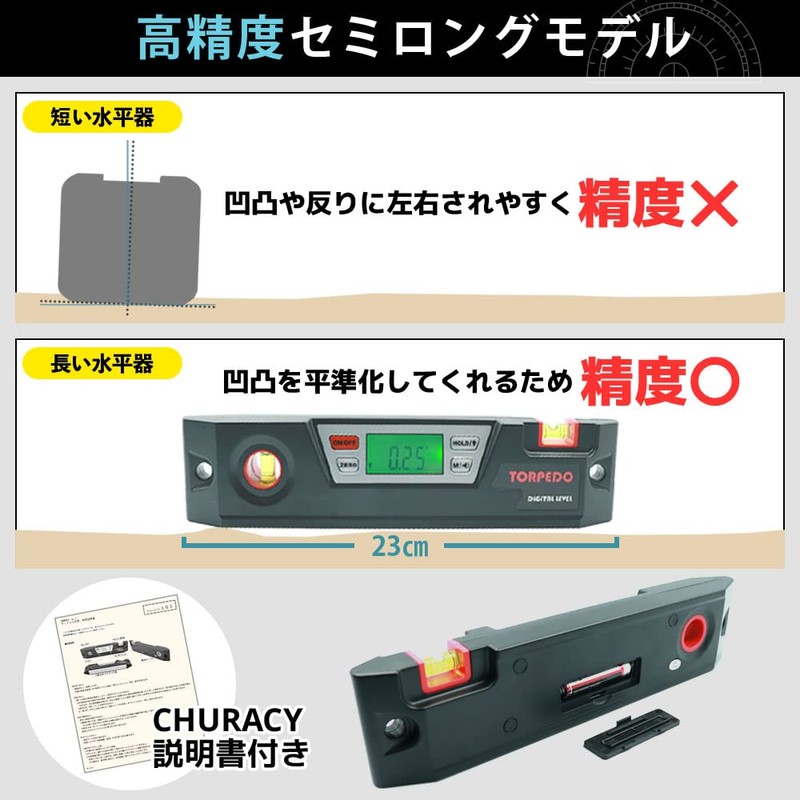 CHURACY Digital Level, Strong Magnetic Level, 0.05 Degree Unit, Backlit