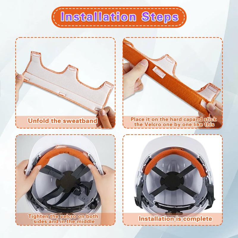 WVD 8 Pcs Hard Hat Sweat Bands, Cotton Hardhat Sweatbands,