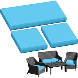 3 Pack Outdoor Patio Seat Cushions, Weather and Fade Resistant Outdoor Loveseat Cushions - 3 In Thicke Anti-slip Wicker Furniture Cushions Fit for 4-Seater Rattan Patio Conversation Sofa Set