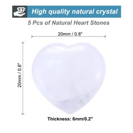 QUARKZMAN Pack of 5 Natural Heart Stone Purple Quartz, Love Heart Worry Stones Gifts for Balance Worry and Stress Relief, White