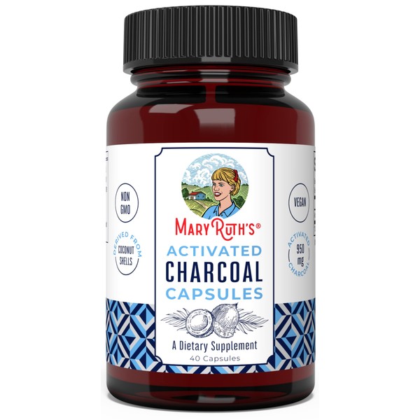 MaryRuth Organics Activated Charcoal Capsules | Supplement for Natural Detoxification | Alleviates Gas | Derived from Coconut Shells | Vegan | Non-GMO | Gluten Free | 40 Count