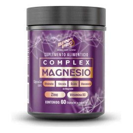 Citrato De Magnesio, Óxido, Gluconato De Magnesio, Glicinato De Magnesio | Zinc, Vitamina D3 | Apoya Salud Ósea, Inmunológica, Reducción de Estrés Y Fatiga | Complex Magnesio BPN PRO 60 Cápsulas