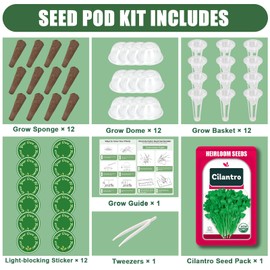Cilantro Seed Pods for AeroGarden, Ahopegarden, GARDENCUBE, iDOO and All Hydroponics Growing Systems, 12 Pods Herb Kit with 200+ Seeds of Cilantro, Grow Your Own Herb Garden at Home
