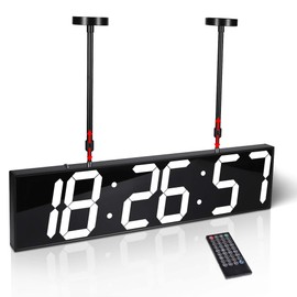Goetland 28 inch Oversized Digital Clock Double Sided Wall Clock LED Modern Large Display Temperaturer Multi Functional Remote Control 6-Digit for Kitchen Office Living Room Classroom Single White