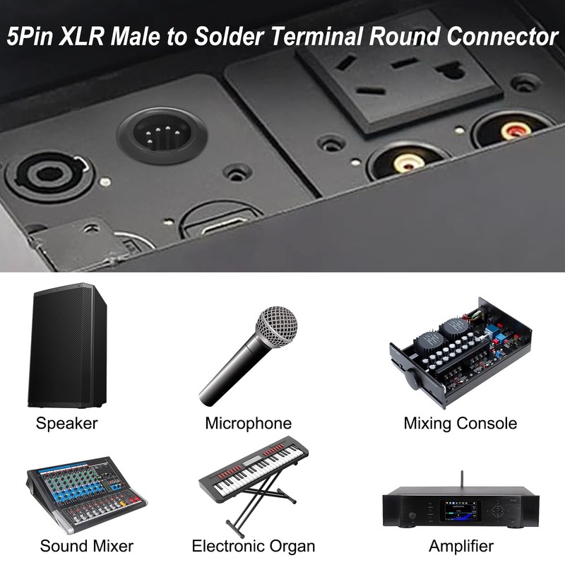 MEIRIYFA XLR 5-Pin Socket Panel Mount Adapter Audio Connector, XLR