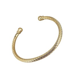 THE BLING KING Luxury Gold Bracelet For Women 18k Gold Plated Torque Adjustable Simple Modern Bangle/Bracelet - 4mm Wide with 8mm Wide Balls, Heavy 12 Grams Fits 6-6.5 Inch Wrists Gold Bangle