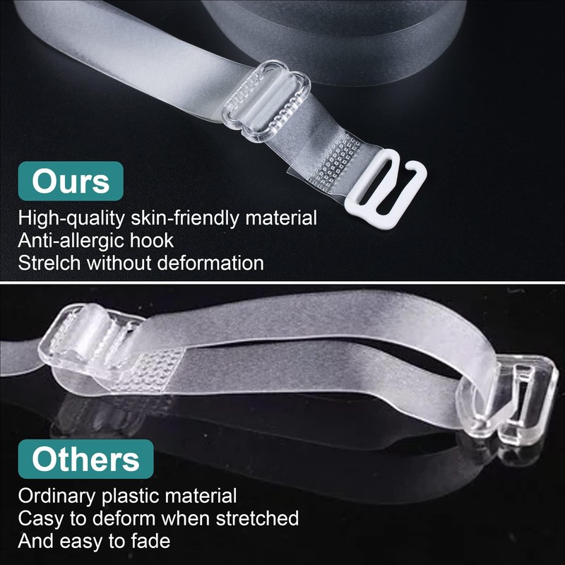 Clear Bra Straps, 4-Pairs Invisible Adjustable Shoulder Strap, Non-Slip Max