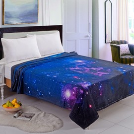 Mimihome Galaxy Blanket, Outer Space Universe Warm Fleece Throw Blanket for Couch Sofa Bed Adults Women Man, 80x60 inches,Blue Purple